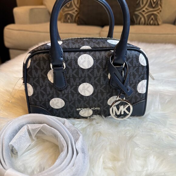NWT Michael Kors Thompson Extra-Small Polka Dot Signature Logo Satchel - Picture 3 of 8